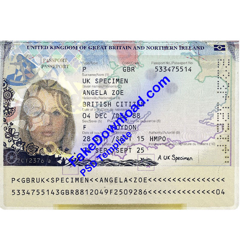 Kingdom Passport Fake Template | download fake | Fakesample