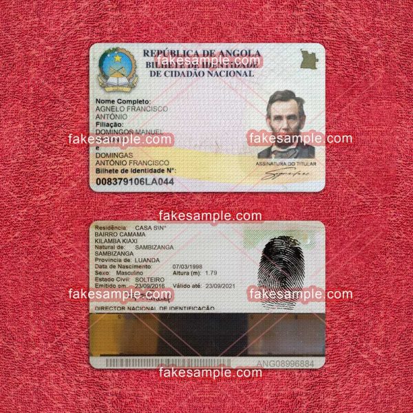 Angola National ID Card Fake Template