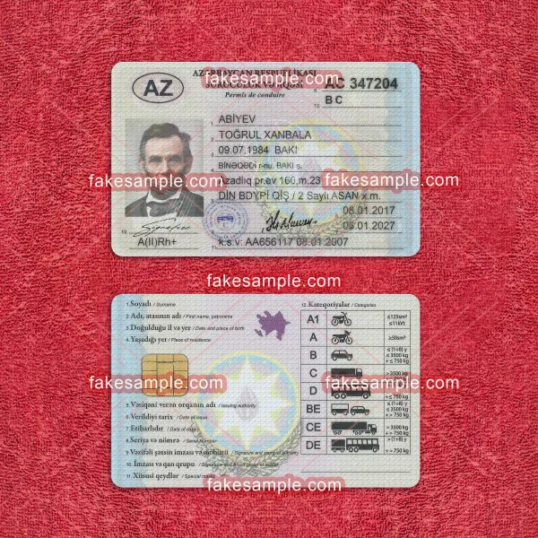 Azerbaijan Driver Licence Fake Template