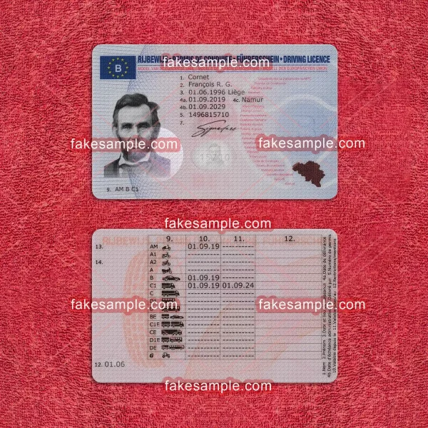 Belgium Driver Licence Fake Template