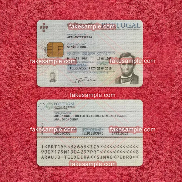 Portugal National ID Card Fake Template