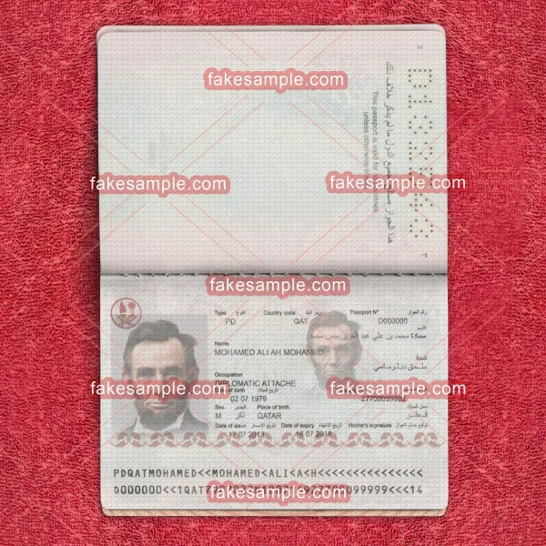 Qatar Passport Fake Template