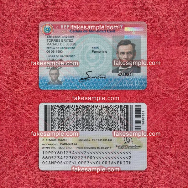 Paraguay National ID Card Fake Template