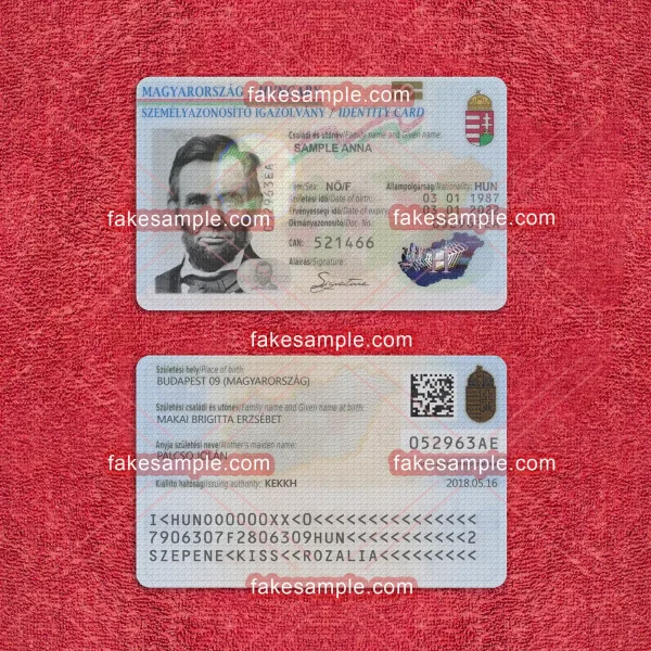 Hungary National ID Card Fake Template