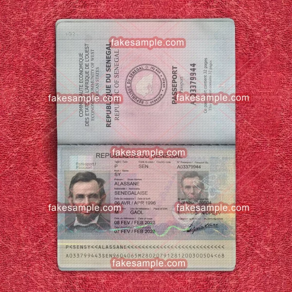 Senegal Passport Fake Template