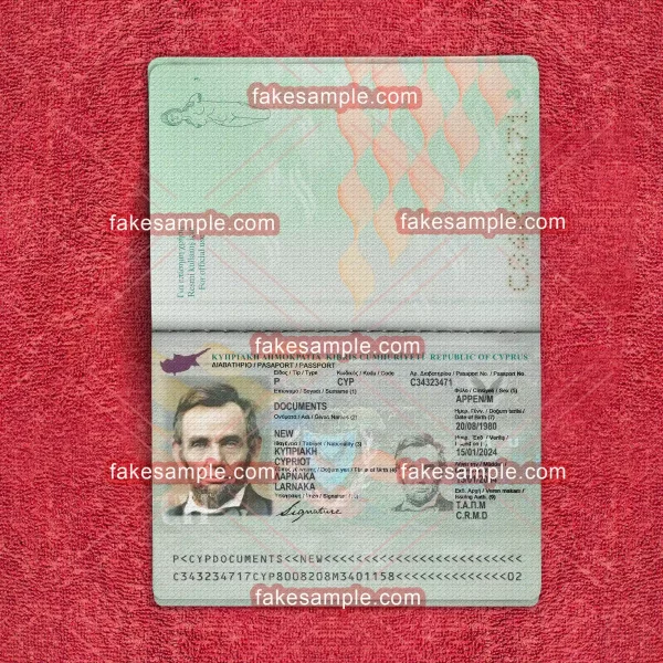 Cyprus Passport Fake Template