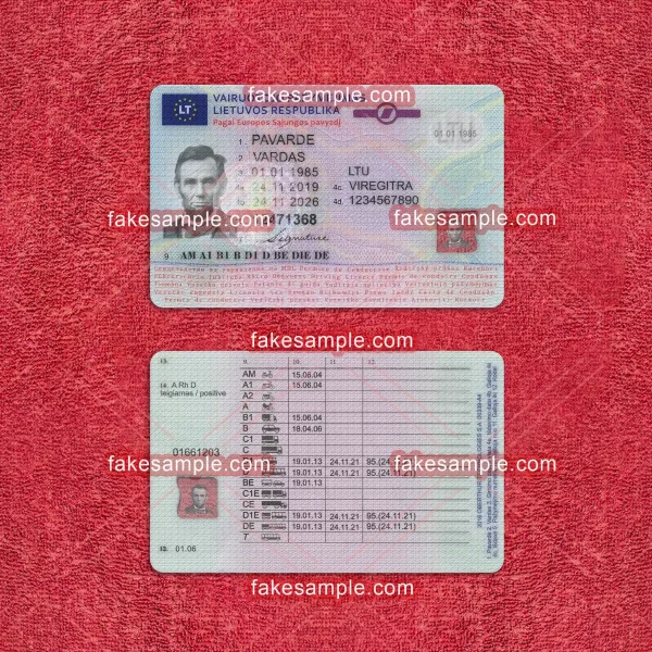 Lithuania Driver Licence Fake Template