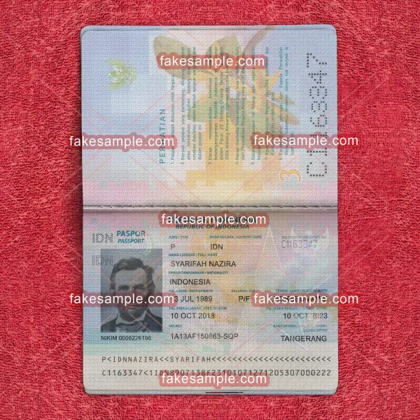 Indonesia Passport Fake Template