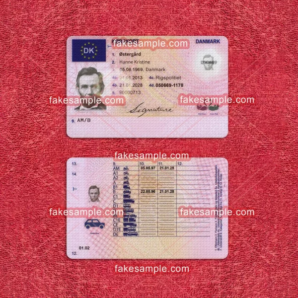 Denmark Driver Licence Fake Template