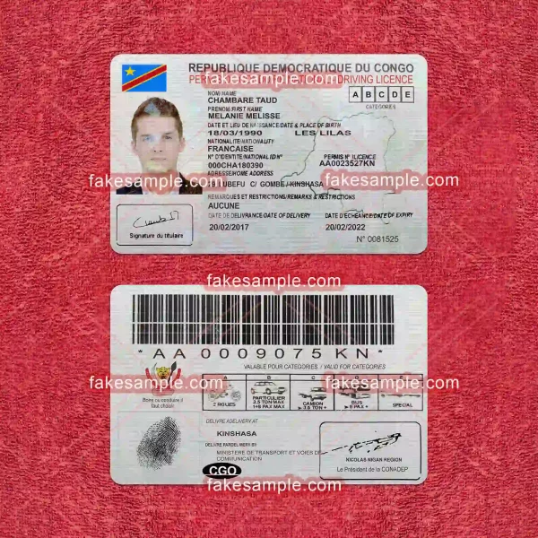 Congo Driver Licence Fake Template