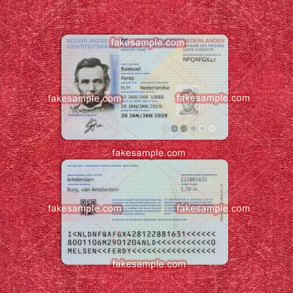 Netherlands National ID Card Fake Template