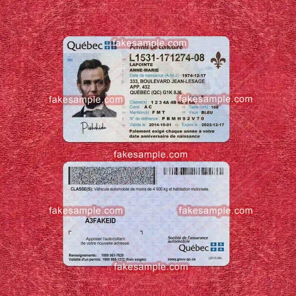 Canada Driver Licence Fake Template