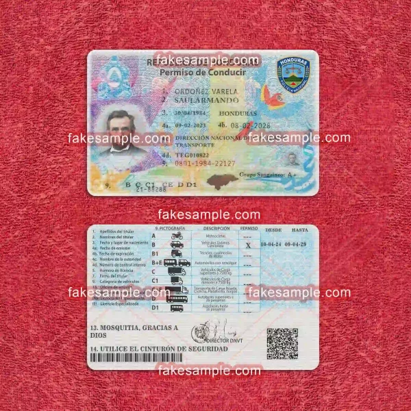 Honduras Driver Licence Fake Template