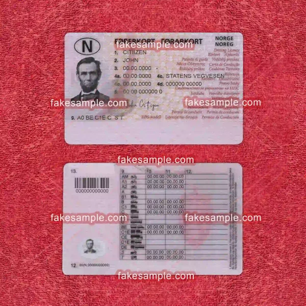 Norway Driver Licence Fake Template