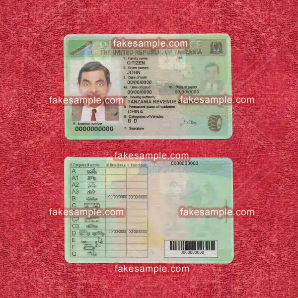 Tanzania Driver Licence Fake Template