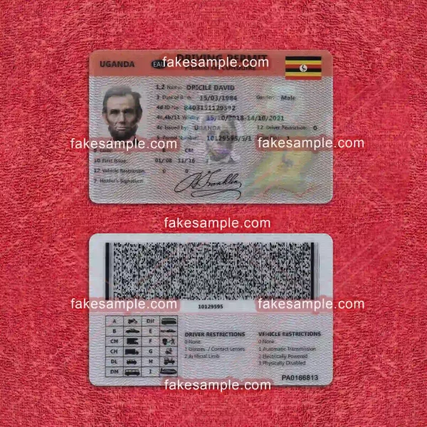 Uganda Driver Licence Fake Template