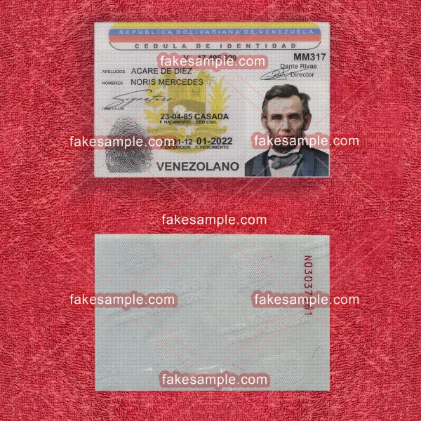 Venezuela National ID Card Fake Template