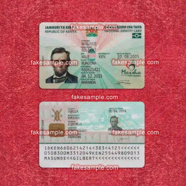 Kenya National ID Card Fake Template