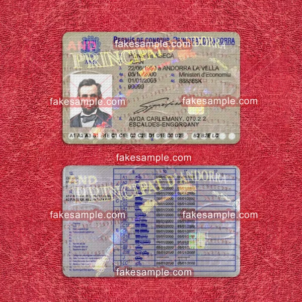 Andorra Driver Licence Fake Template