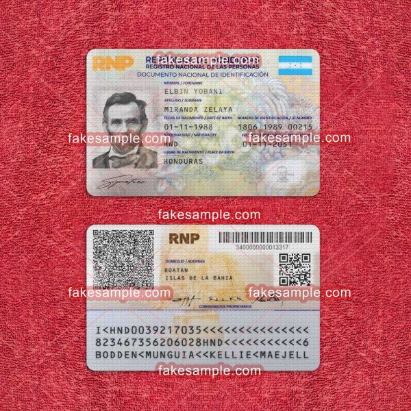 Honduras National ID Card Fake Template