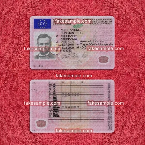 Cyprus Driver Licence Fake Template