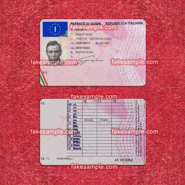 Italy Driver Licence Fake Template