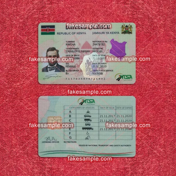 Kenya Driver Licence Fake Template