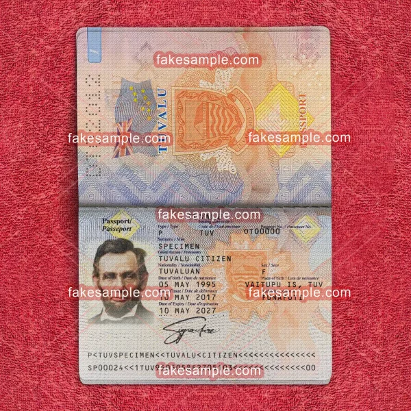 Tuvalu Passport Fake Template