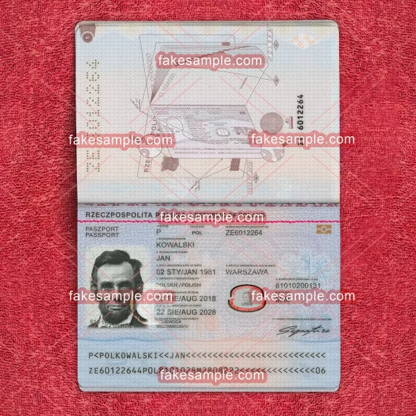 Poland Passport Fake Template