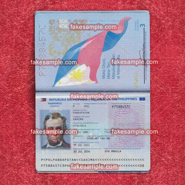 Philippines Passport Fake Template