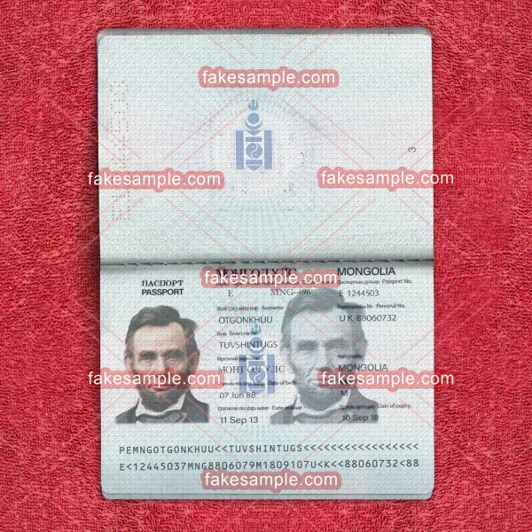 Mongolia Passport Fake Template