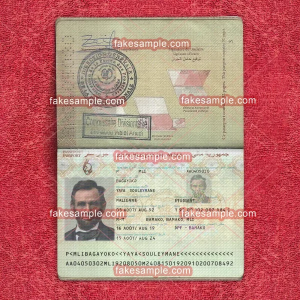 Mali Passport Fake Template