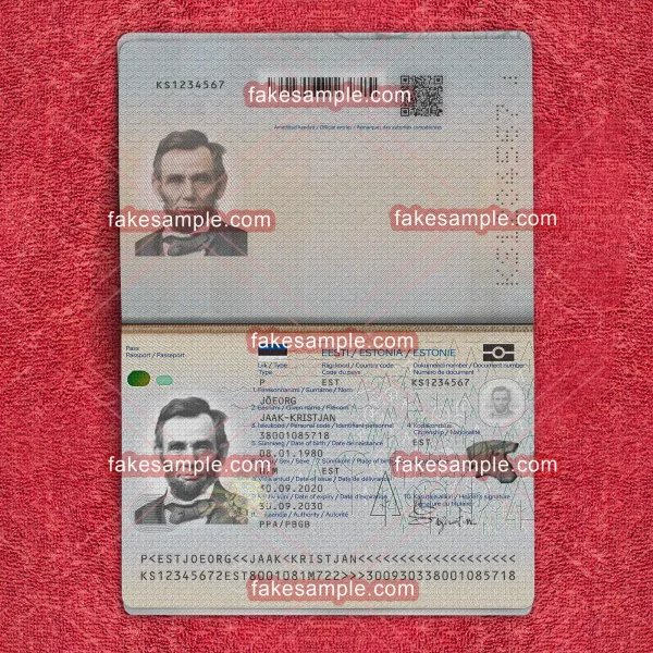 Estonia Passport Fake Template