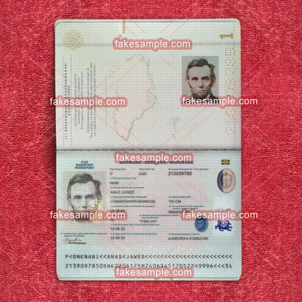 Denmark Passport Fake Template