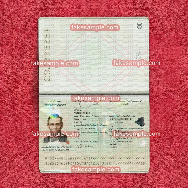 Algeria Passport Fake Template