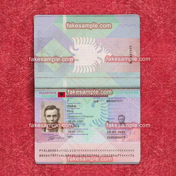 Albania Passport Fake Template