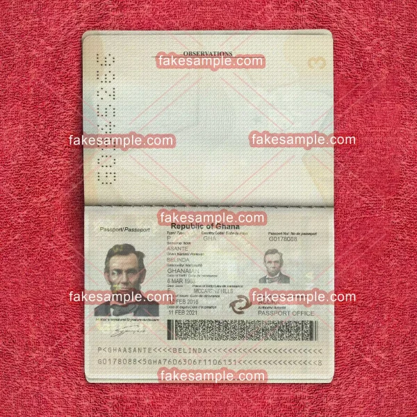 Ghana Passport Fake Template