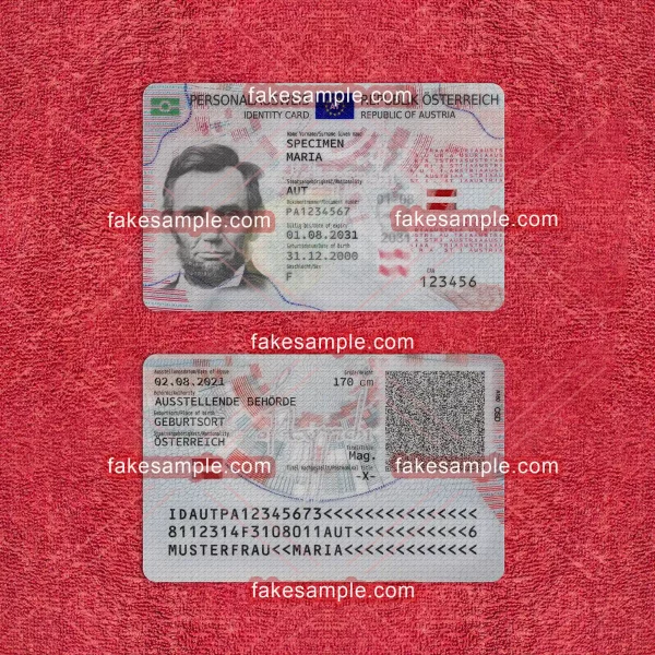 Austria National ID Card Fake Template