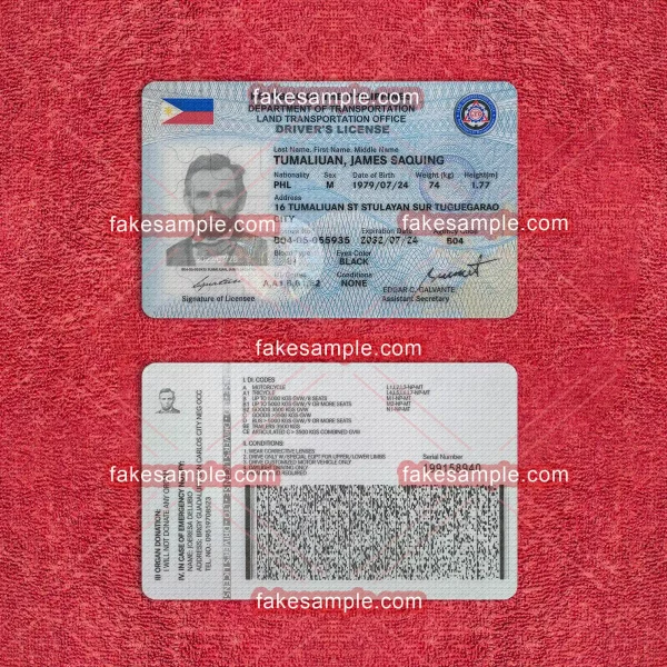 Philippines Driver Licence Fake Template