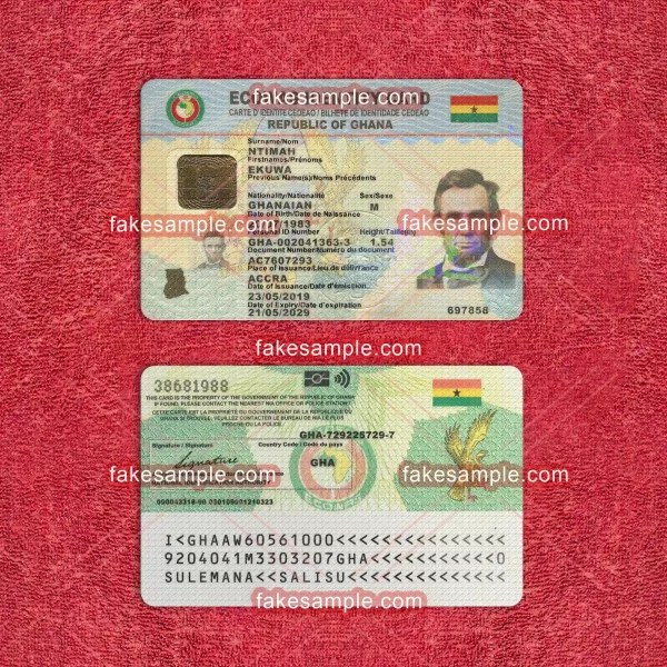 Ghana National ID Card Fake Template