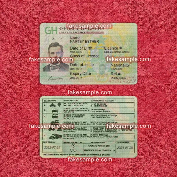 Ghana Driver Licence Fake Template