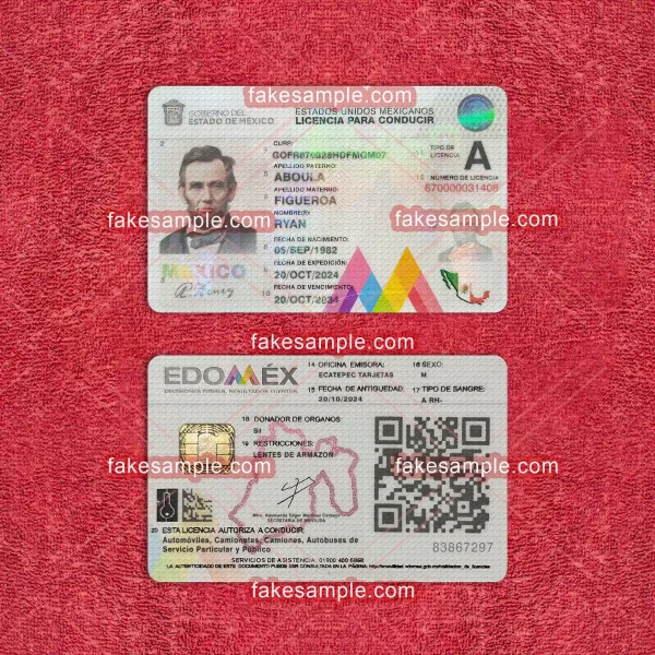 Mexico Driver Licence Fake Template