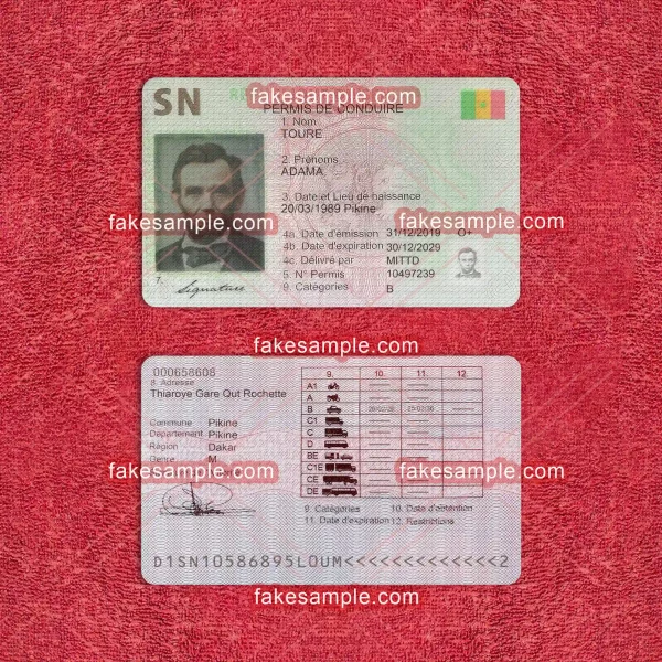 Senegal Driver Licence Fake Template