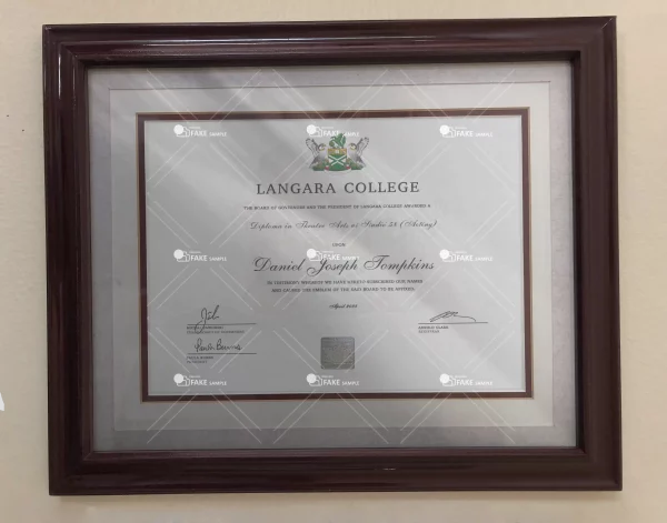 Langara College Diploma Certificate Fake Template