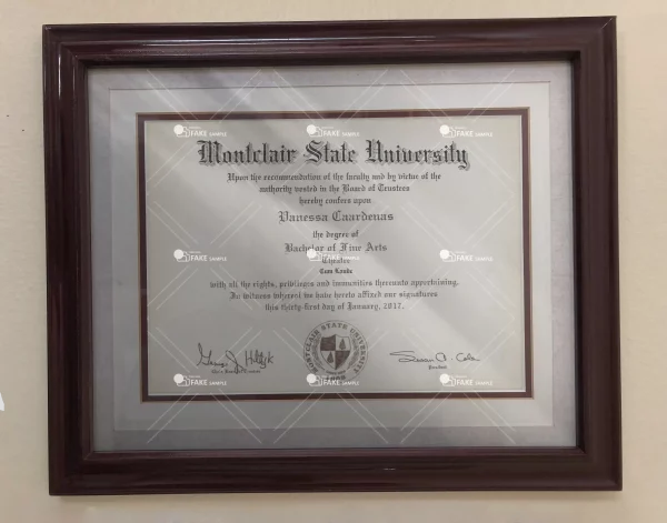 Montclair State V1 Diploma Certificate Fake Template
