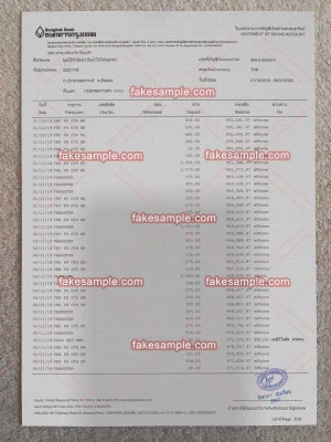 Thailand Bank Statement Fake Template