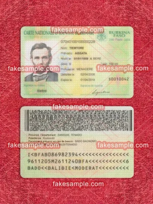 Burkina Faso National ID Card Fake Template