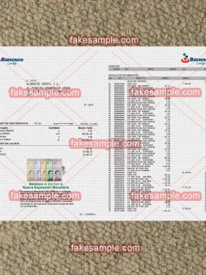 Venezuela Bank Statement Fake Template