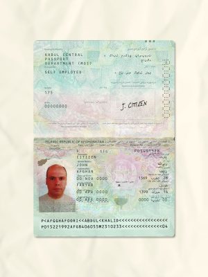 Afghanistan passport fake template