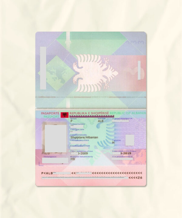 Albania passport fake template